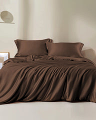 19 Momme Seamless Silk Duvet Cover, Chocolate