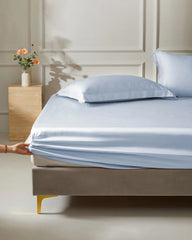 Silk Comforter Fitted Sheet, Light Blue