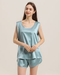 Silk Sleeveless Silk Two Piece Pajamas