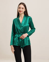 Long-Sleeved Silk Shirt With Belt