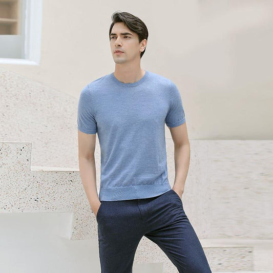 Short Sleeve Cashmere Sweater for Men