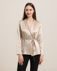 Long-Sleeved Silk Shirt With Belt