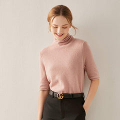 Short Sleeve Turtleneck Cashmere Sweater
