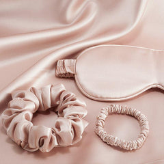 Silk Travel Suit 3 PCS Scrunchy Pillowcase And Eyemask