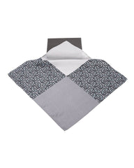Dark Gray Patched And Printed Pocket Handkerchief - DAISYSILK UK