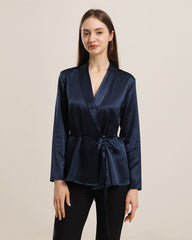 Long-Sleeved Silk Shirt With Belt