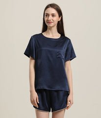 Womens Basic Short Silk Pajamas Set