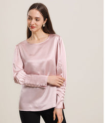 Round Collar 22 Momme Silk Blouse