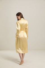 22 Momme Contra Trim And Full Length Silk Robe, Gold