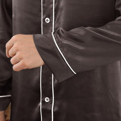 Double Piping Silk Pajamas Set For Men