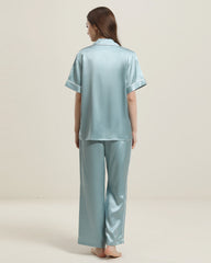 ShortSleeve Silk Pajamas Set, Haze Blue