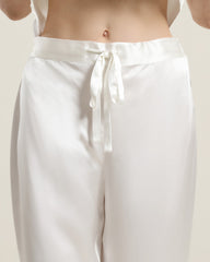 Short Sleeve Silk Pajamas Set, White