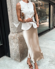 22 Momme Silk Maxi Skirt, Champagne