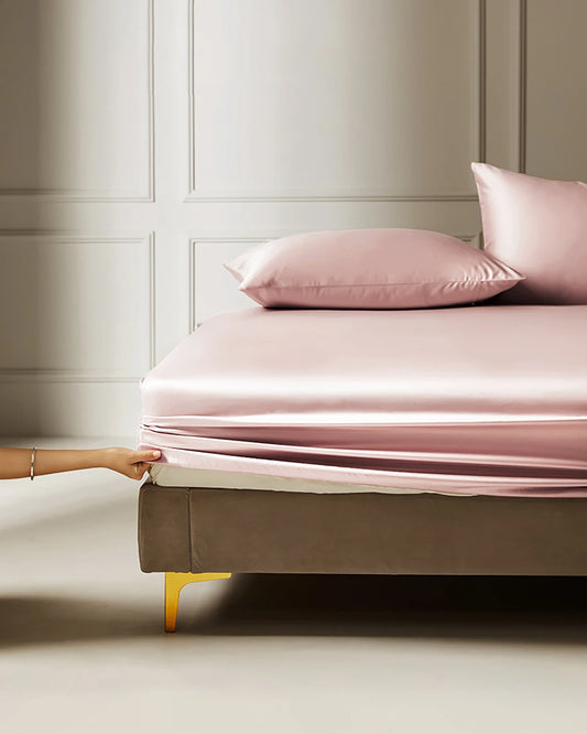 22 Momme Seamless Silk Fitted Sheet, Pink