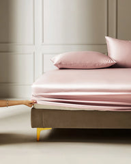 22 Momme Seamless Silk Fitted Sheet, Pink