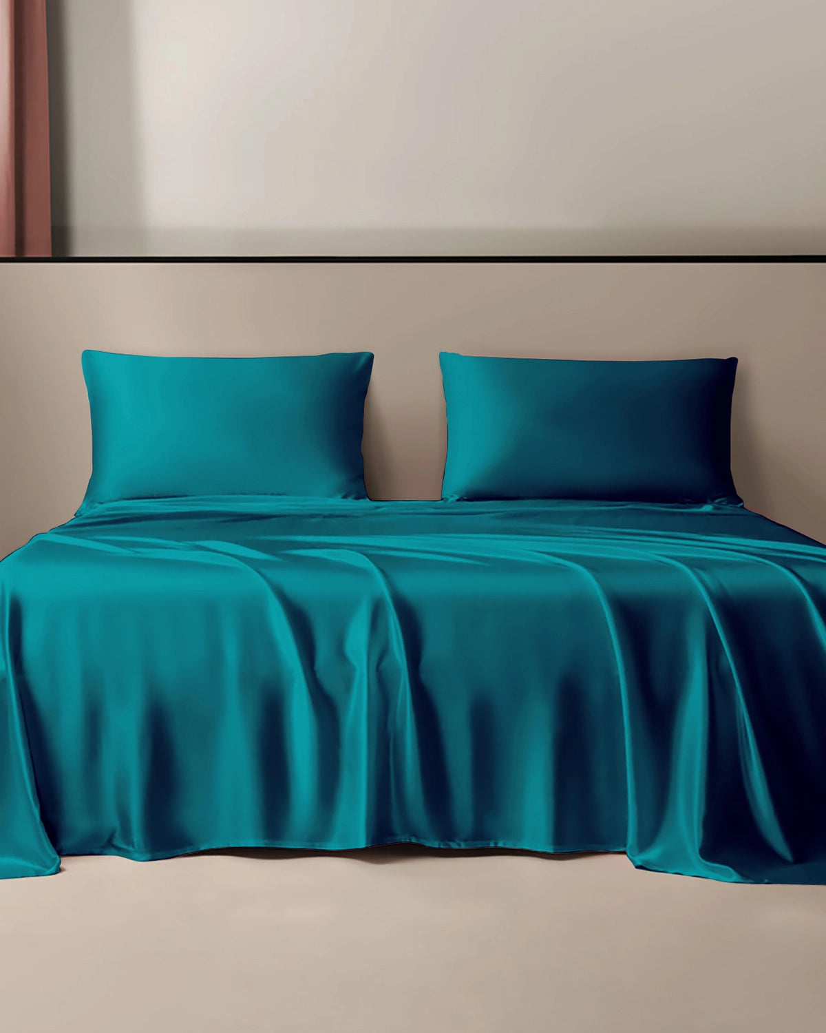22 Momme 3PCS Silk Flat Sheet Set, Peacock Blue