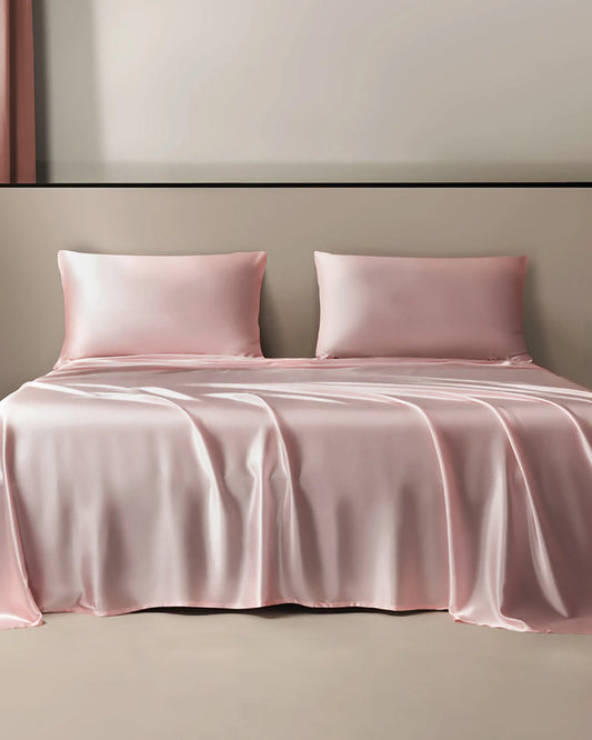 22 Momme 3PCS Silk Flat Sheet Set, Pink