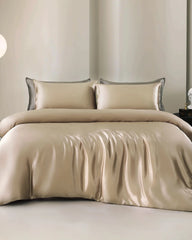 22 Momme 4PCS Silk Duvet Cover and Flat Sheet Set, Champagne