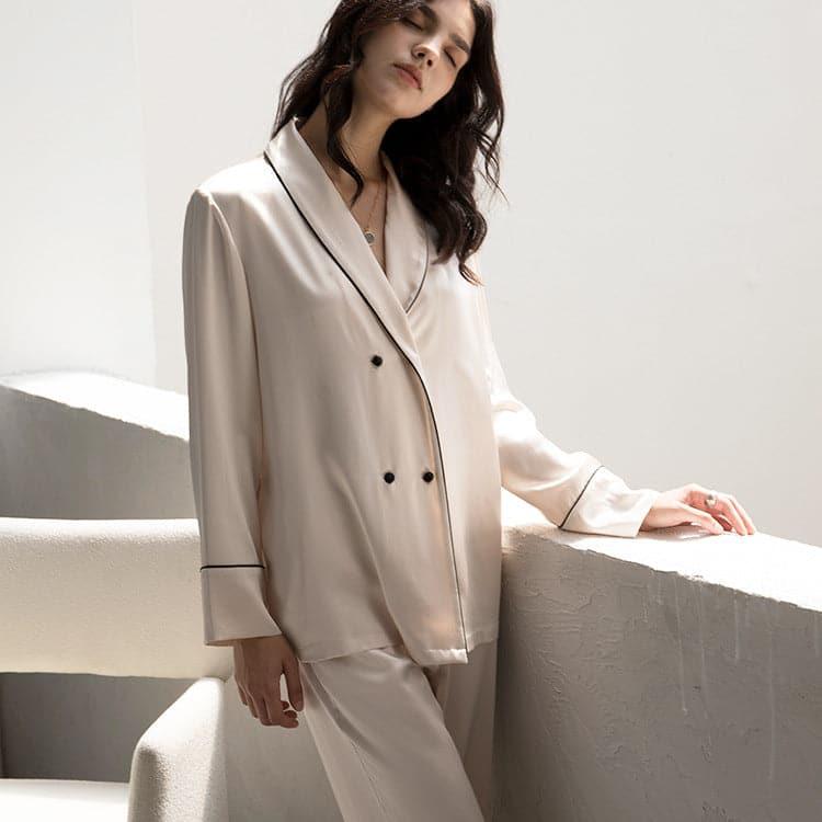 22 Momme Classic Long Silk Pajamas - DAISYSILK UK