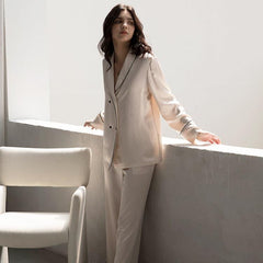 22 Momme Classic Long Silk Pajamas - DAISYSILK UK