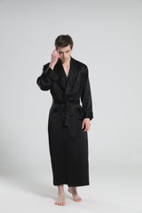 22 Momme Silk Robe Pajamas For Men, Black