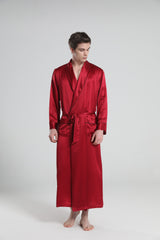 22 Momme Silk Robe Pajamas For Men, Burgundy