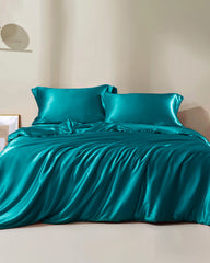 22 Momme Silk Duvet Cover, Peacock Blue