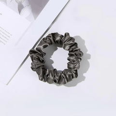 Silk Hair Loop Scrunchy, Dark Grey