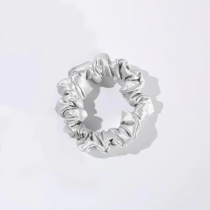 Silk Hair Loop Scrunchy, Light Grey