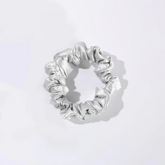 Silk Hair Loop Scrunchy, Light Grey
