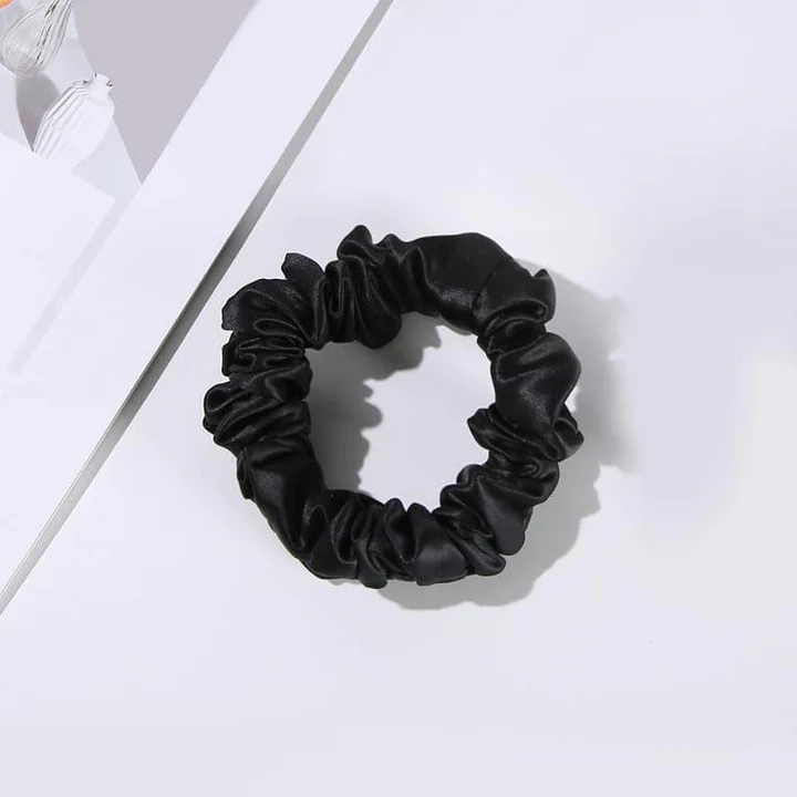 Silk Hair Loop Scrunchy, Black