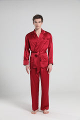22 Momme Silk Pajamas for Men, Burgundy