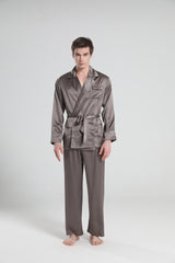 22 Momme Silk Pajamas for Men, Dark Grey