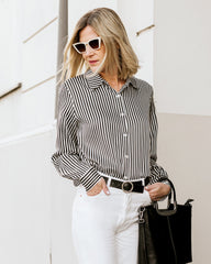 Stripe Silk Blouse for Women