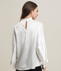 V-Neck Long Sleeve Silk Blouse