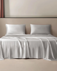 25 Momme 3PCS Silk Flat Sheet Set, Silver Grey