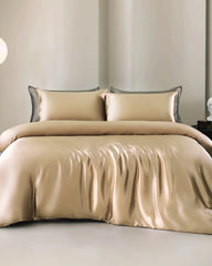 25 Momme 4PCS Silk Duvet Cover and Flat Sheet Set, Champagne