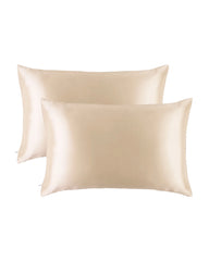 2PCS 19 Momme Silk Hidden Zipper Pillowcases, Champagne