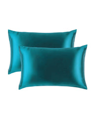 2PCS 19 Momme Silk Hidden Zipper Pillowcases, Peacock Blue
