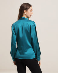 Women's Silk Blouse Shirts with Split Sleeves