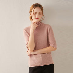 Short Sleeve Turtleneck Cashmere Sweater