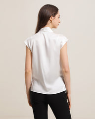 Sleeveless V-Neck Top Silk Blouse