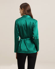 Long-Sleeved Silk Shirt With Belt