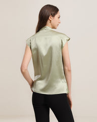 Sleeveless V-Neck Top Silk Blouse
