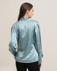 Women's Silk Blouse Shirts with Split Sleeves