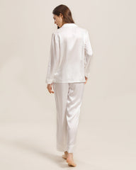 Women's Silk Two Piece Pajamas, White
