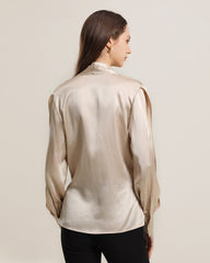 Women's Silk Blouse Shirts with Split Sleeves