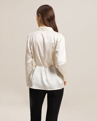 Long-Sleeved Silk Shirt With Belt