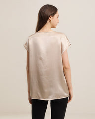 Women's Round Neck Short Silk T-Shirt