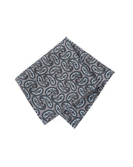 Dark Gray Patched And Printed Pocket Handkerchief - DAISYSILK UK